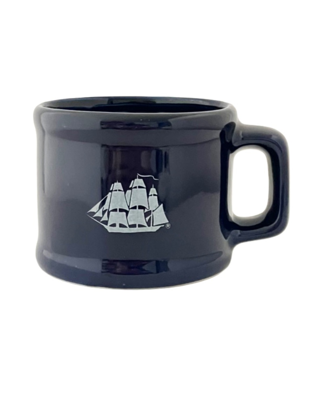 OLD SPICE VINTAGE 1985 LARGE DARK BLUE CERAMIC COFFEE / SHAVING CUP CLASSIC LOGO